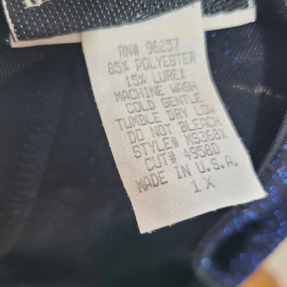 Vintage 90s Evening Skirt Maxi Plus 1X Pull On Stretch Waist Blue Glitter Long - Picture 7 of 7